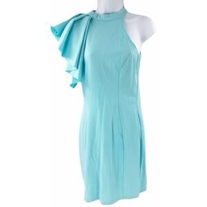 Love Ady Dress Size L Green Mock Neck Ruffle Bodycon Y2K Coquette STAIN